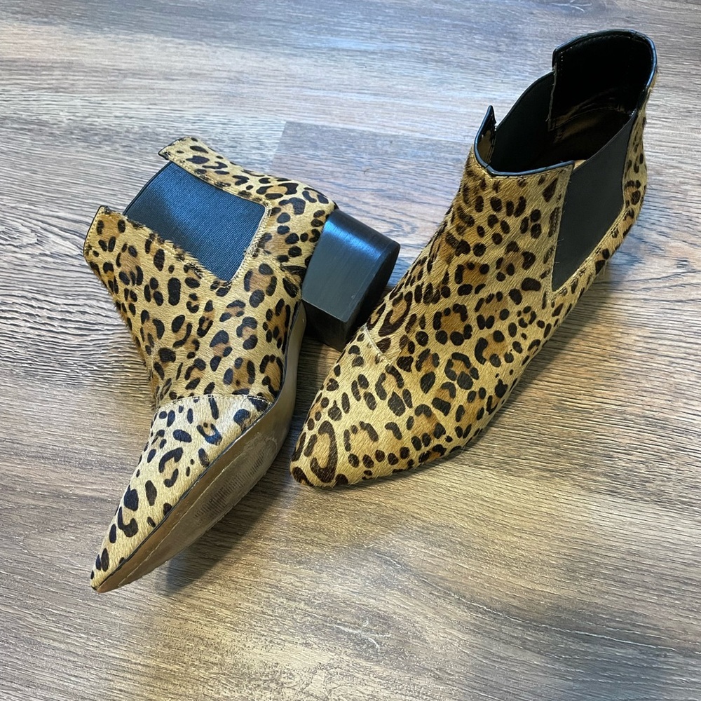 French Connection cow hair leopard print Ronan boots